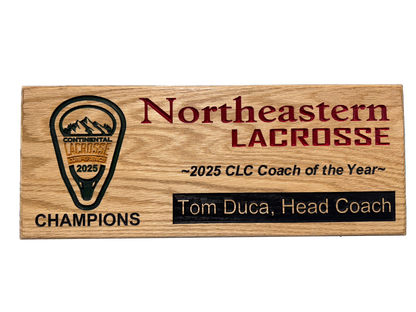 Northeastern Men's Lacrosse CLC Championship Plaque