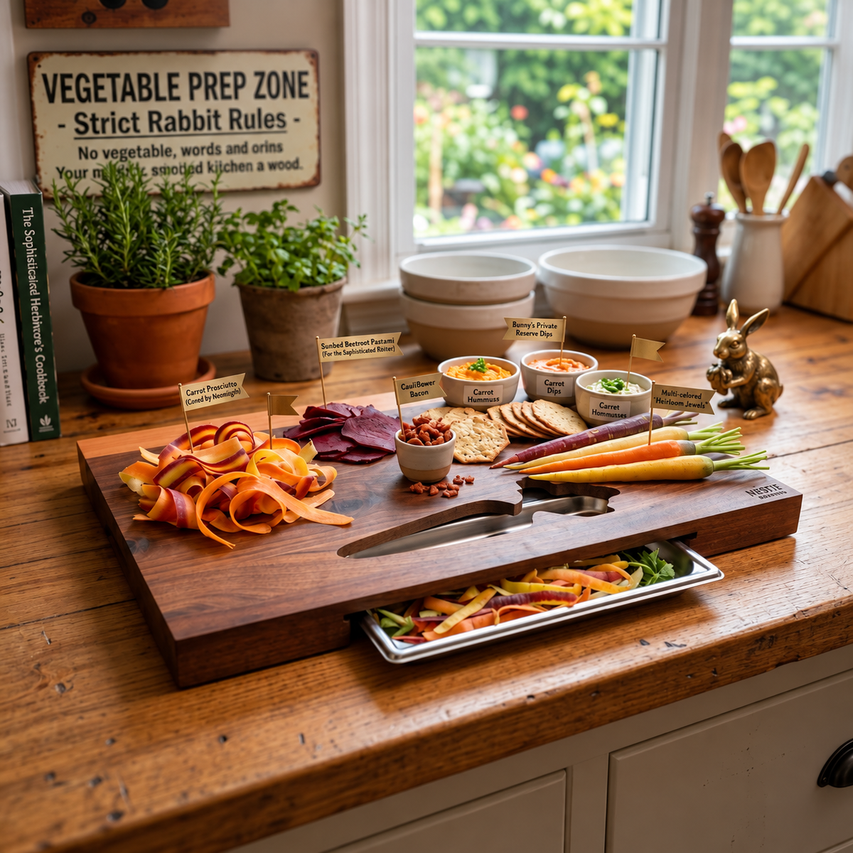 Bunny cutting board in its forever kitchen